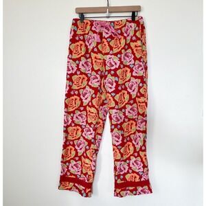Nick & Nora Floral Pajama Pants Womens Small Red Pink